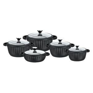 زيو كراون سيريس طقم قدور - 10 قطع - ZCS-8700/5S32 - أسود