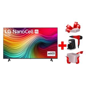  شاشة ال جي 65-انج فئة 65NANO80T6A - سمارت - 4K - NanoCell - هيرتز 60 + ماكنة صنع القهوة جوسونيك - GCM-858 - اسود + مجفف شعر جوسونيك - GHD-251 - احمر 