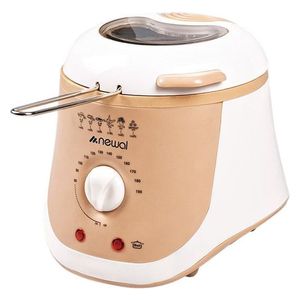 Newal Air Fryer - Non-stick inner bowl - Temperature control - Transparent lid - Removable basket with handle - Anti-slip feet - 950 W - Ceramic White