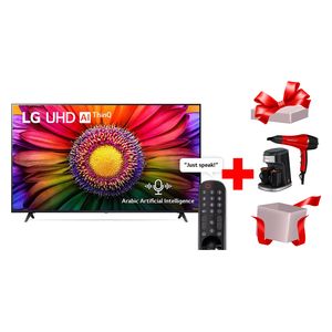  شاشة ال جي 50-انج فئة 50UR80006LJ - سمارت - 4K - UHD LED - 50 هيرتز - إصدار 2023  + ماكنة صنع القهوة جوسونيك - GCM-858 - اسود + مجفف شعر جوسونيك - GHD-251 - احمر 