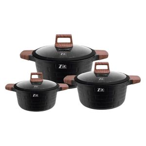  Zio ZCS-8536/S24 - Pyramid Black Series Casseroles Set - 3 Pcs - Black 