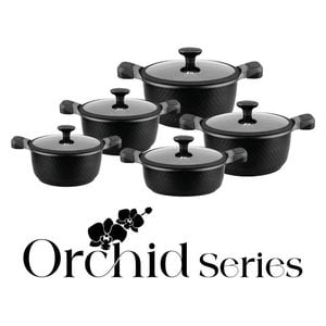  زيو اوركيد سيريس طقم قدور - 10 قطع - ZCS-8630 - اسود 