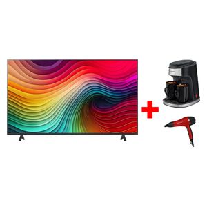  LG 55-Inch NANO80T6 - Smart - 4K - NanoCell - 60Hz + Newal COF-3845 - Coffee Maker - Black + Gosonic GHD-251 - Hair Dryer - Red 