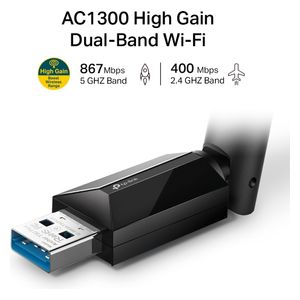  TP-LINK Archer T3U Plus AC1300 - USB Wireless Adapter - Black 