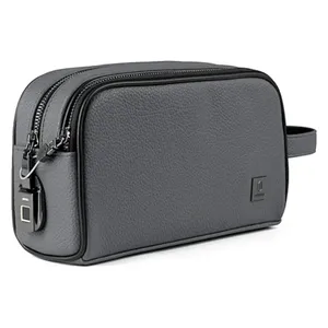  حقيبة WiWU ذكية بقفل بصمة - تصميم جلد فاخر مقاوم للماء - بطارية قابلة للشحن - رمادي 