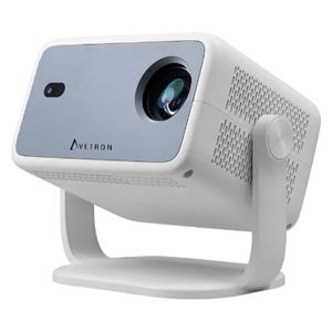  Avetron Portable Smart Projector - Android 11 - 250 ANSI Lumens Brightness - 4K Support - Screen up to 120 inches - Auto Focus - White 