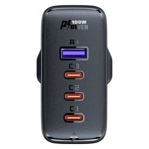 شاحن ايس فاست - A40 - 100 واط - 4 منفذ - اسود