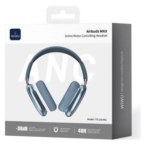 WiWU Airbuds Max TD-18ANC - Over Ear Headphones - 40h Battery - Bluetooth 6.0 - Cyan 