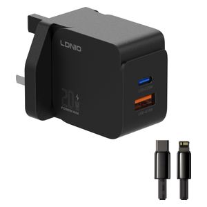  LDNIO Wall Charger - USB-C to Lightning - 20W - Black 