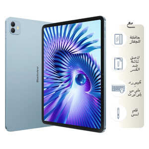  تابلت بلاك فيو Link 8 - واي فاي - شاشة 12.7 بوصة - معالج Helio G100 - بطارية 8400 مللي أمبير بالساعة، شحن سريع 18 واط، ميزات ذكاء اصطناعي + كفر + لاصق شاشة + كيبورد + ماوس + قلم 