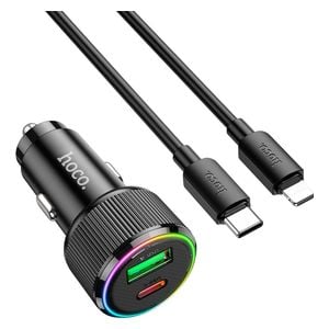 شاحن سيارة بمنفذين من هوكو - NZ14A - بقوة 38 واط - ايل اي دي - اسود