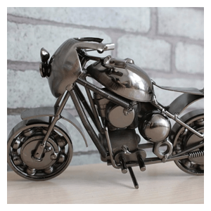  Tethkar A11-7 - Retro Motorcycle Art Handmade Metal Craft Decor - Silver 