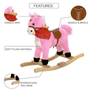  Children's Wooden Rocking Horse - Pink 