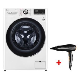 LG WV9142WRP - 10.5Kg - 1400RPM - Front Loading Washing Machine - White +  Arzum AR5046 - Hair Dryer - Black