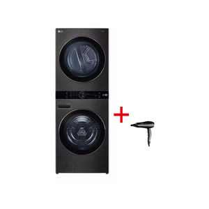 LG WT2116BRK - 21/16Kg - Front Loading Washing Machine & Dryer - Black + Arzum AR5046 - Hair Dryer - Black
