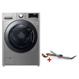 LG WDV1901SRV - 18/10Kg - 1400RPM - Front Loading Washing Machine & Dryer - Silver + Arzum AR5052 - Hair Curler - Pink