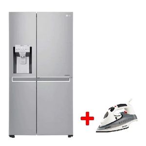 LG GCJ267PHL - 25ft - Side By Side Refrigerator - Silver + Moonlife MF904 - Steam Iron - White