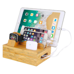 Lightzz Multi-Device Bamboo Charging Station - Wireless Charger - wood