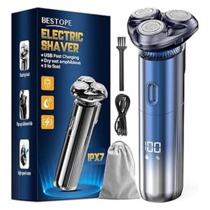  BESTOPE hm-3011 - 3D Electric Shaver for Men, IPX7 Magnetic Shaving Head & Travel Lock - Blue 