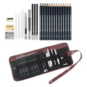 Graphite and Charcoal Drawing Pencil Set - 24 Piece