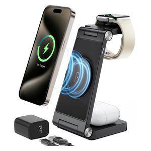  شاحن وايرليس 3 في 1 مكعب اوردتوب - w327 - 10 واط - اسود 
