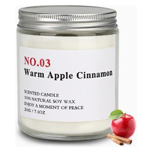  Amorxiao Scented Candle With Apple And Cinnamon Fragrance - 200g - White 