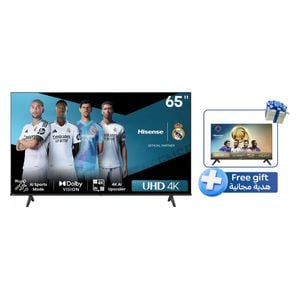  شاشة هايسنس 65-انج فئة A61N - سمارت - 4K - LED - إصدار 2024 - 60 هيرتز + شاشة هايسنس 32-انج فئة A4N - سمارت - HD - LED - إصدار 2024 