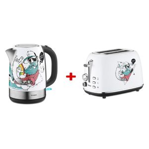  Trisa - Kettle - 1.7 L - 2200W - White + Trisa Toaster - 815W - White 