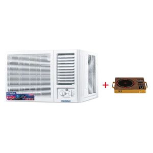 مكيف هيونداي شباكي - 2 طن - HBM-24KW - ابيض + طباخ كهربائي هيونداي - مشعل واحد - HBM-C1 - خشبي