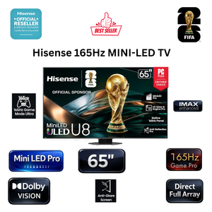  Hisense 65U8Q - 65 Inch - 4K - Mini-LED - 165Hz - VIDAA - Black 