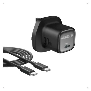  Anker - Wall Charger - 30W - USB-C to USB-C Cable - 1m - Black 