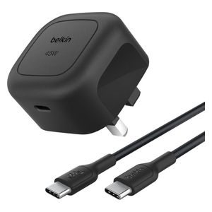  Belkin Wall Charger - 45W - With USB-C to USB-C Cable - Black 
