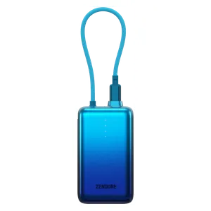  شاحن محمول زيندور -  20000 مللي أمبير - شحن سريع 30 واط بتقنية PD مع كيبل يو اس بي سي مدمج - ازرق 