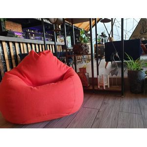  Cozy Cotton Linen Fabric Classic Bean Bag Chair - Red 