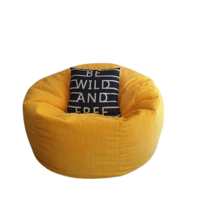  Cozy Corduroy Fabric Roundy Bean Bag Chair - Yellow 