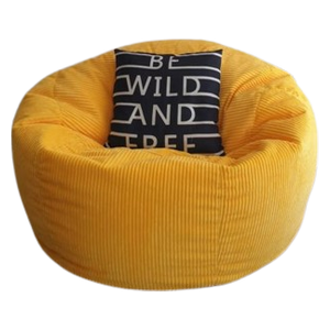  Cozy Corduroy Fabric Roundy Bean Bag Chair - Yellow 