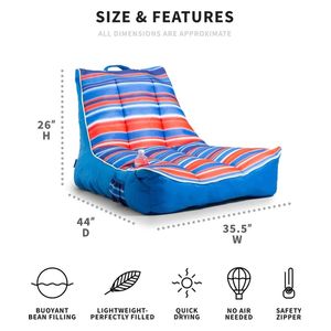  Cozy Mesh Fabric Captain Bean Bag Chair - Blue-Red 