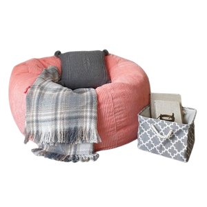  Cozy Corduroy Fabric Roundy Bean Bag Chair - Pink 