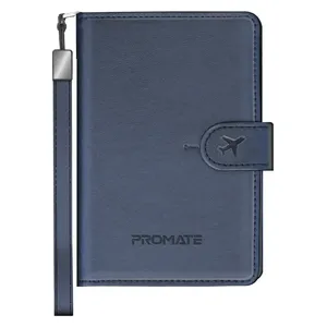  Promate Smart Passport Holder - Bluetooth 5.2 - Apple Find My Tracking - 170mAh Battery - Blue 