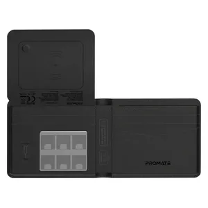  Promate Smart Wallet - Compatible with Apple Find My - Premium Leather - Bluetooth 5.2 - Battery Lasts up to 6 Months - Black 