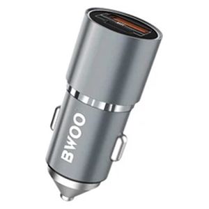 شاحن سيارة بوو - CC068 - بقوة 38 واط - اضاءة LED - رمادي