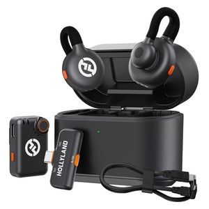 ميكروفون لافاليير لاسلكي هولي لاند M2S  - بطارية تدوم 30 ساعة / مدى 300 متر - أسود