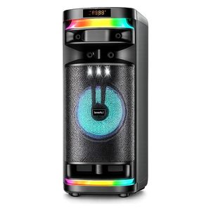  سماعة بلوتوث من برودو اي كاريوكي - BTS-2252 - اضاءة RGB - بطارية بحجم 4500 مللي امبير - اسود 