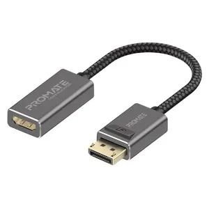 محول بروميت DisplayPort إلى HDMI بدقة 4K - نقل صوت وفيديو عالي الوضوح - رمادي 