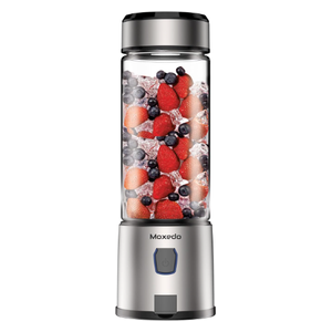  Moxido Portable Juicer Blender - 450ml - 6 Stainless Steel Blades - USB-C Rechargeable Battery - Silver 
