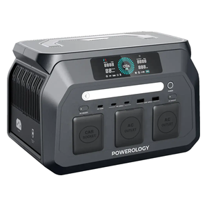 محطة طاقة محمولة Powerology بقوة 800W - سعة 512Wh - بطارية LiFePO4 - شحن سريع في 1.2 ساعة - منفذ PD 100W
