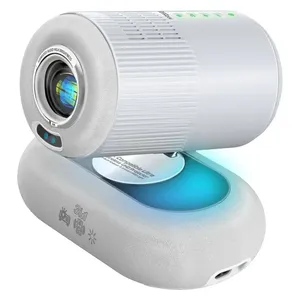  Promate Wireless Projector - Full HD LCD with 4K Support - Android 13 - 250 ANSI Lumens Brightness - 10W Speaker - Wi-Fi Bluetooth 5.4 - Ambient RGB - White 