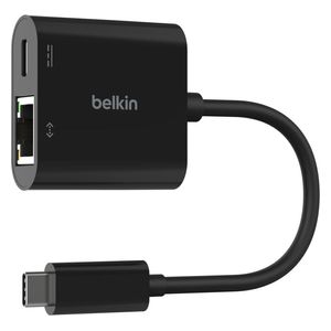  Belkin USB-C to Ethernet Adapter with Phone Charging - 60W - Black 
