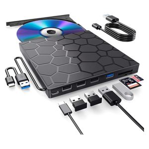 BPAKDU 8 in 1 Black External DVD Drive USB 3.0 for Laptop/Desktop/Macbook