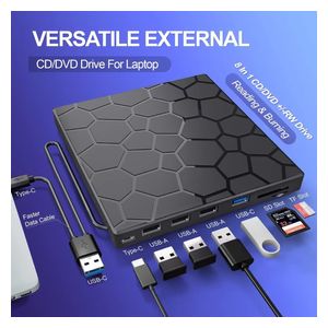 بدون ماركة 8 في 1 أسود محرك أقراص دي في دي خارجي USB 3.0 للابتوب / سطح المكتب / ماك بوك